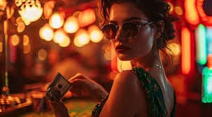 Meja casino dan suasana permainan live casino digital yang bergaya modern
